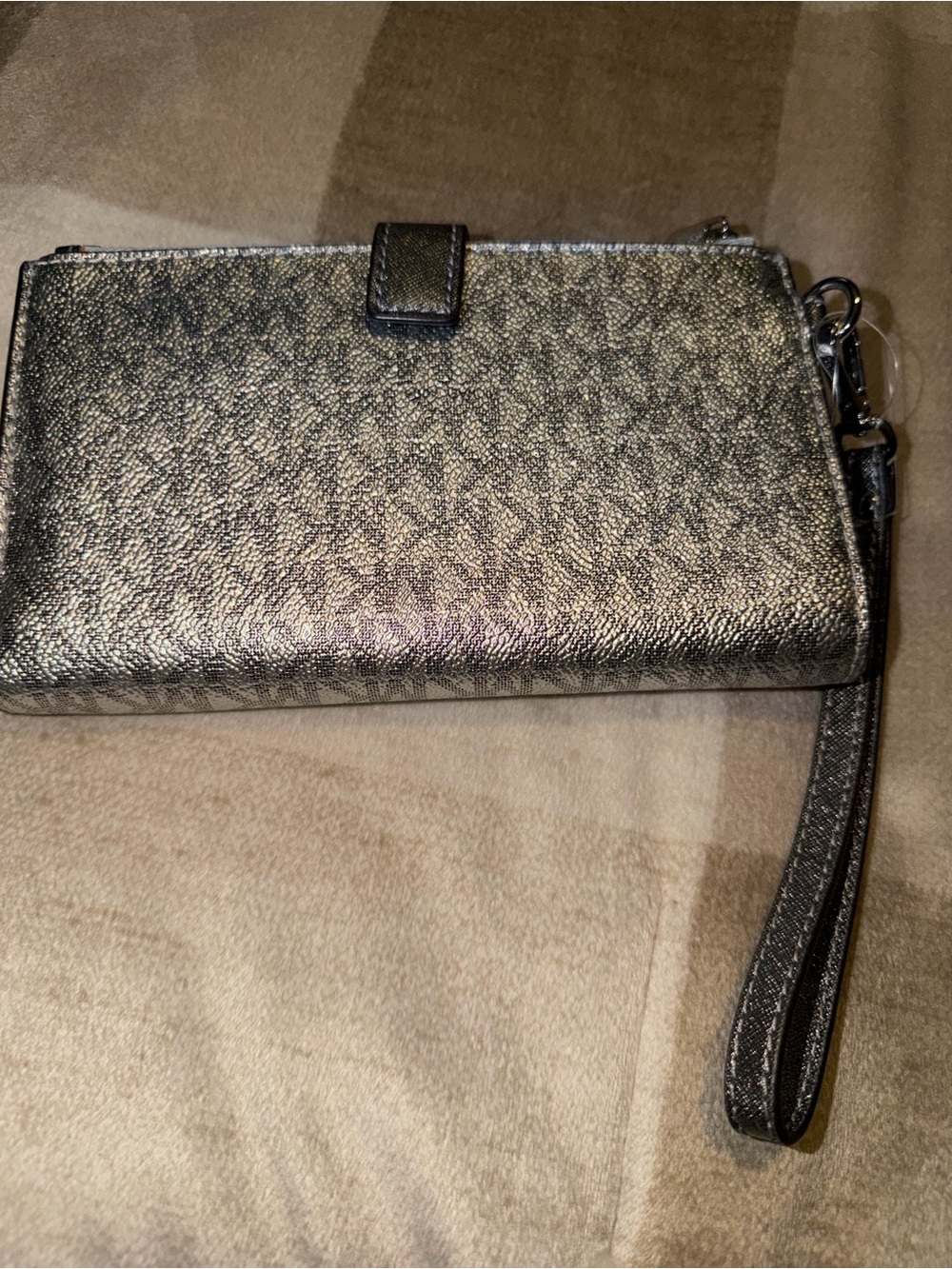 Michael Kors Metallic Silver Wristlet Clutch Wallet